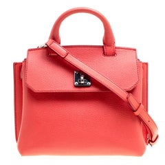 MCM Red Leather Small Milla Top Handle Bag