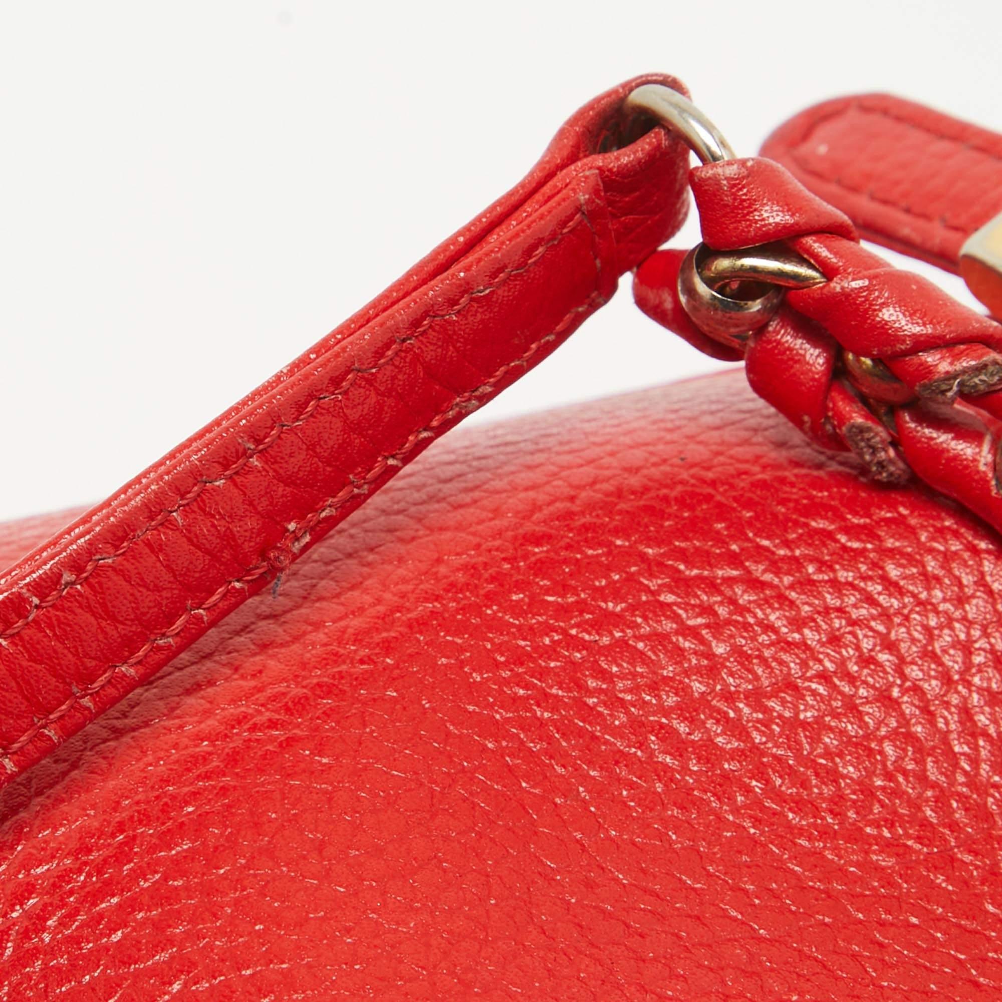 MCM Red Leather Studded Flap Backpack For Sale 1