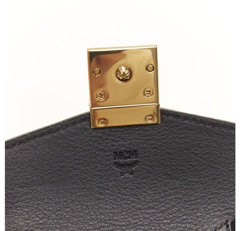 MCM red leopard gold studded flap cardholder micro crossbody chain bag For Sale 3