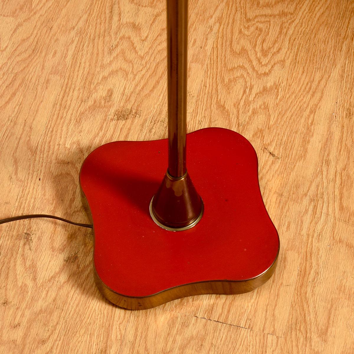 20th Century MCM Red Metal Floor Lamp with Leaves and Petals For Sale