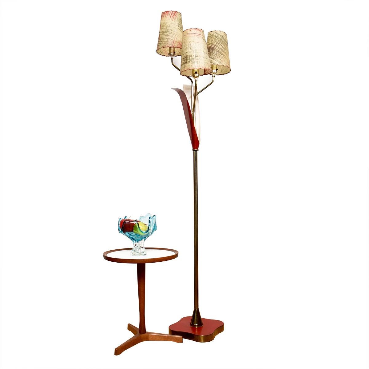 MCM Red Metal Floor Lamp with Leaves and Petals For Sale 3