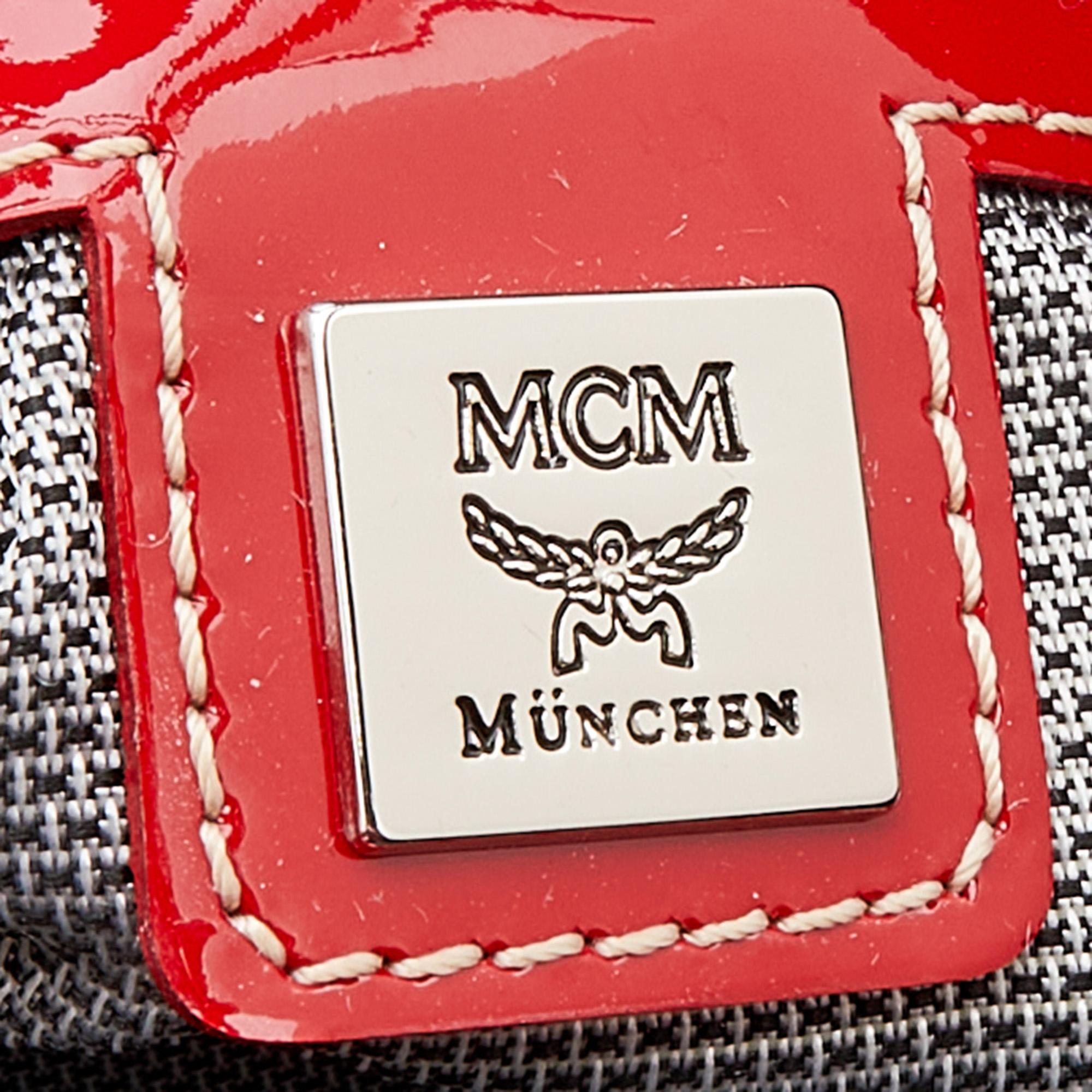 MCM Red Patent Leather Duffle Bag 3