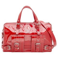 MCM Red Patent Leather Duffle Bag