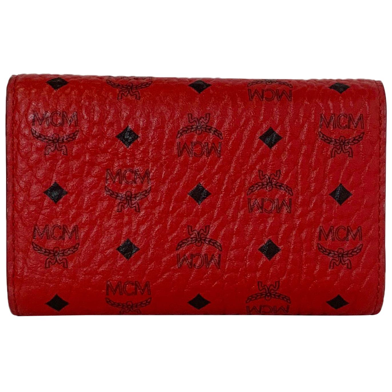 Mcm red wallet women's Clearance