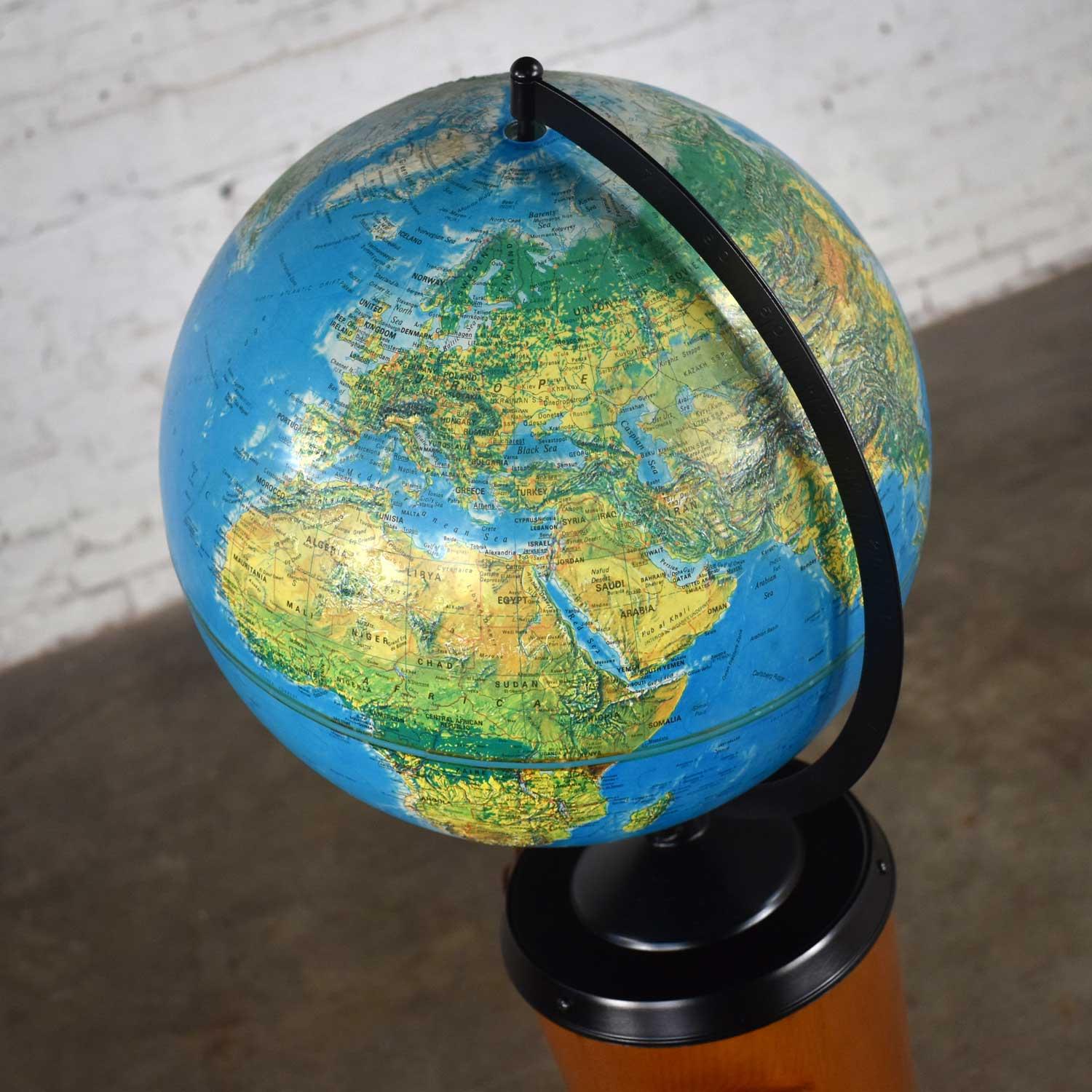 MCM Repogle World Horizon Series Lighted World Globe on Custom Pine Stand For Sale 3