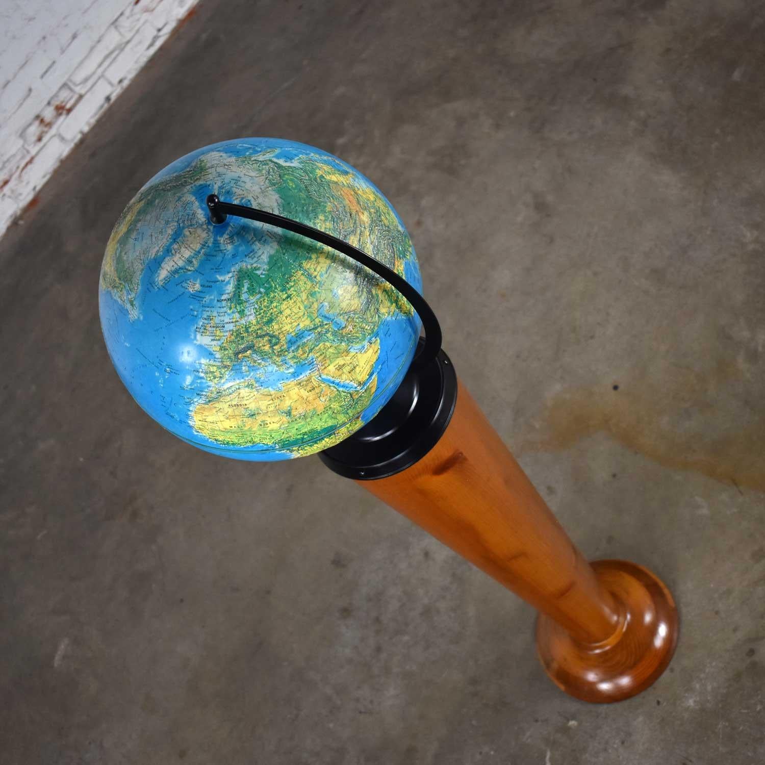 MCM Repogle World Horizon Series Lighted World Globe on Custom Pine Stand For Sale 4