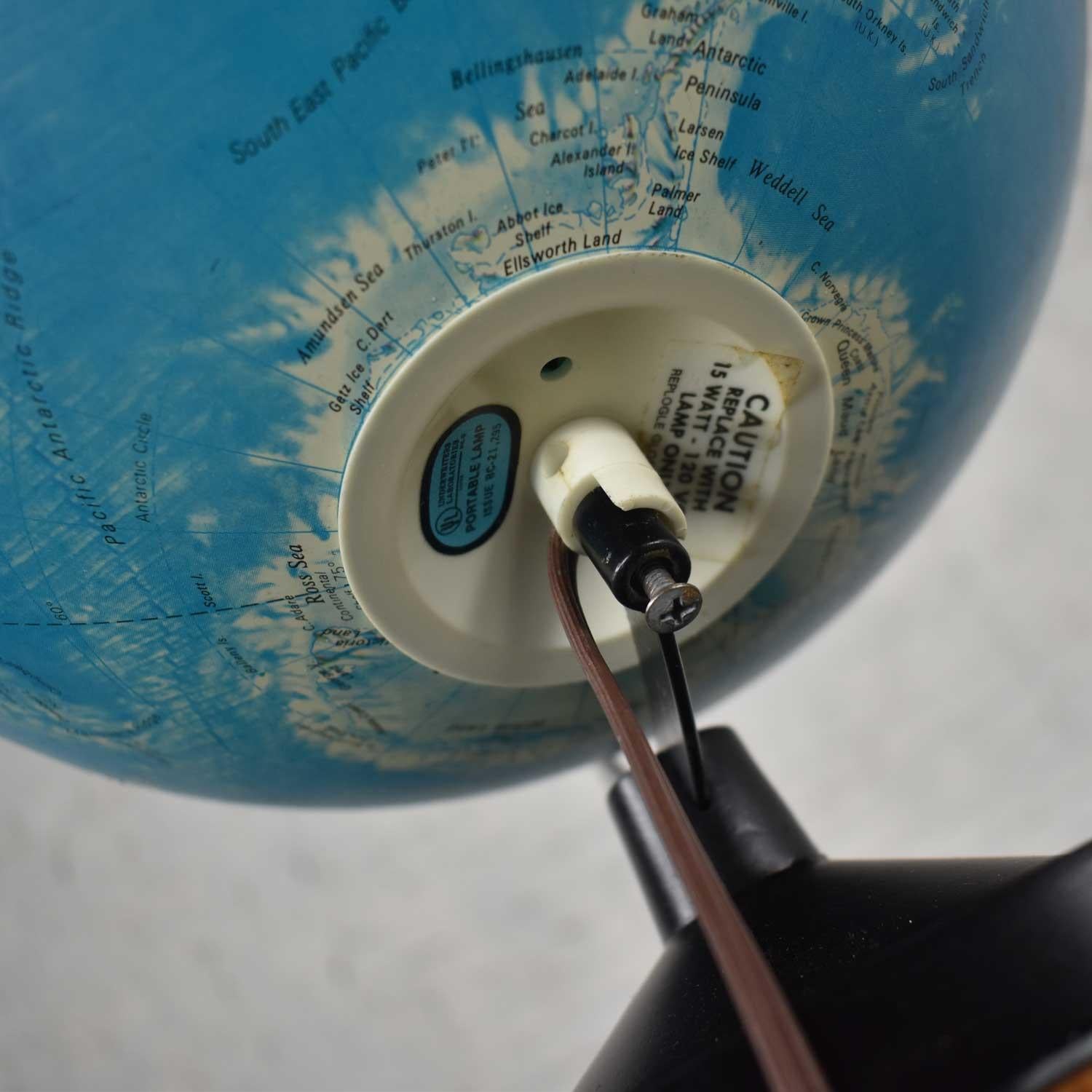 MCM Repogle World Horizon Series Lighted World Globe on Custom Pine Stand For Sale 6
