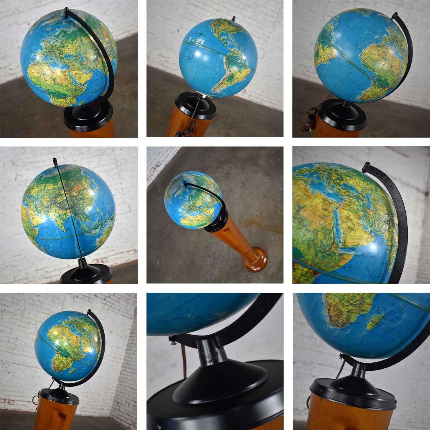 MCM Repogle World Horizon Series Lighted World Globe on Custom Pine Stand For Sale 9