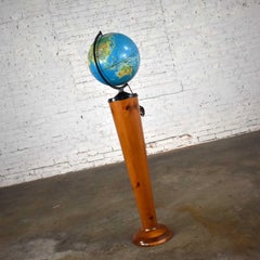 MCM Repogle World Horizon Series Lighted World Globe on Custom Pine Stand