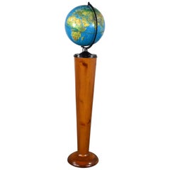 Retro MCM Repogle World Horizon Series Lighted World Globe on Custom Pine Stand