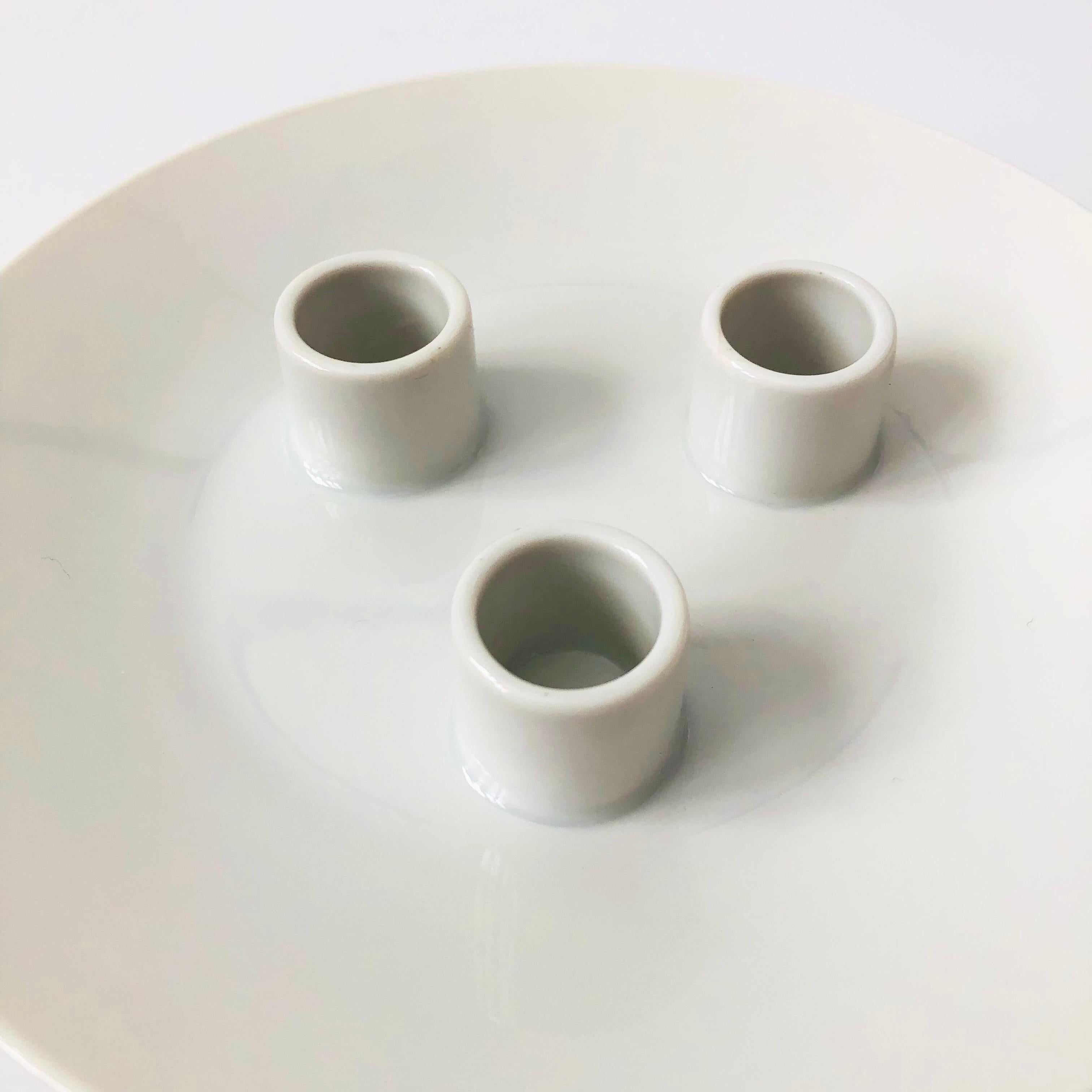MCM Rosenthal Porcelain Triple Candle Holder In Good Condition For Sale In Vallejo, CA