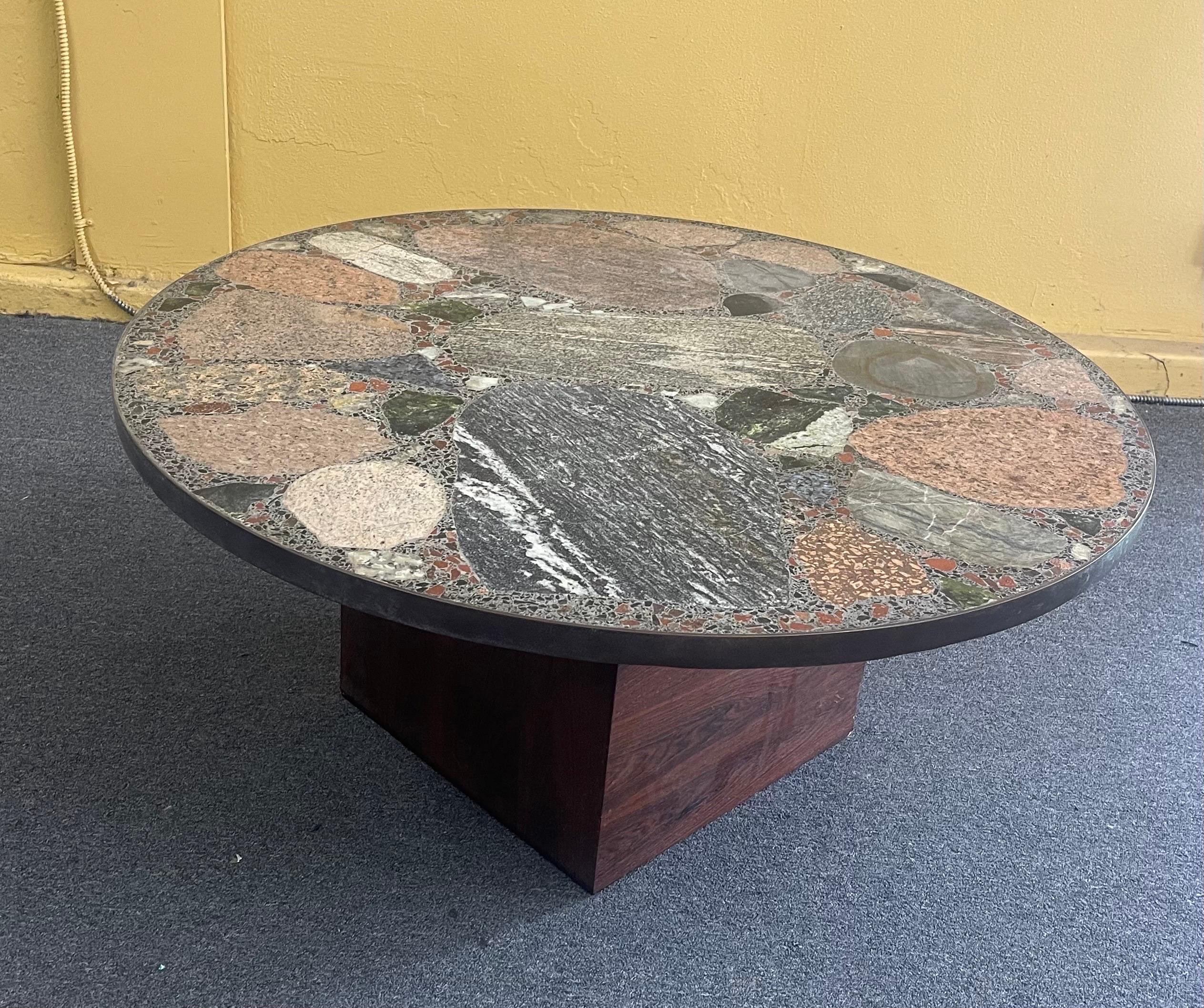 Mid-Century Modern MCM Round Terrazzo Top Coffee Table by Erling Viksjo for A.S. Conglo