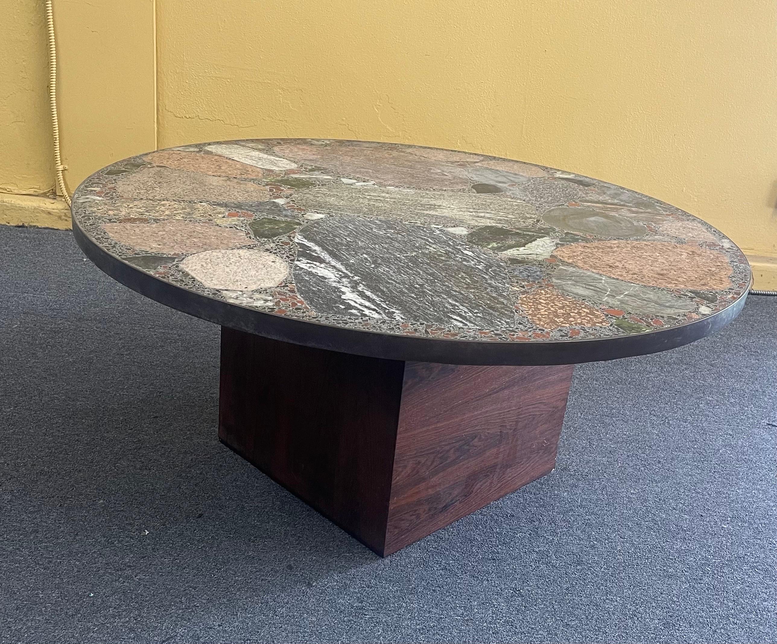 Norwegian MCM Round Terrazzo Top Coffee Table by Erling Viksjo for A.S. Conglo