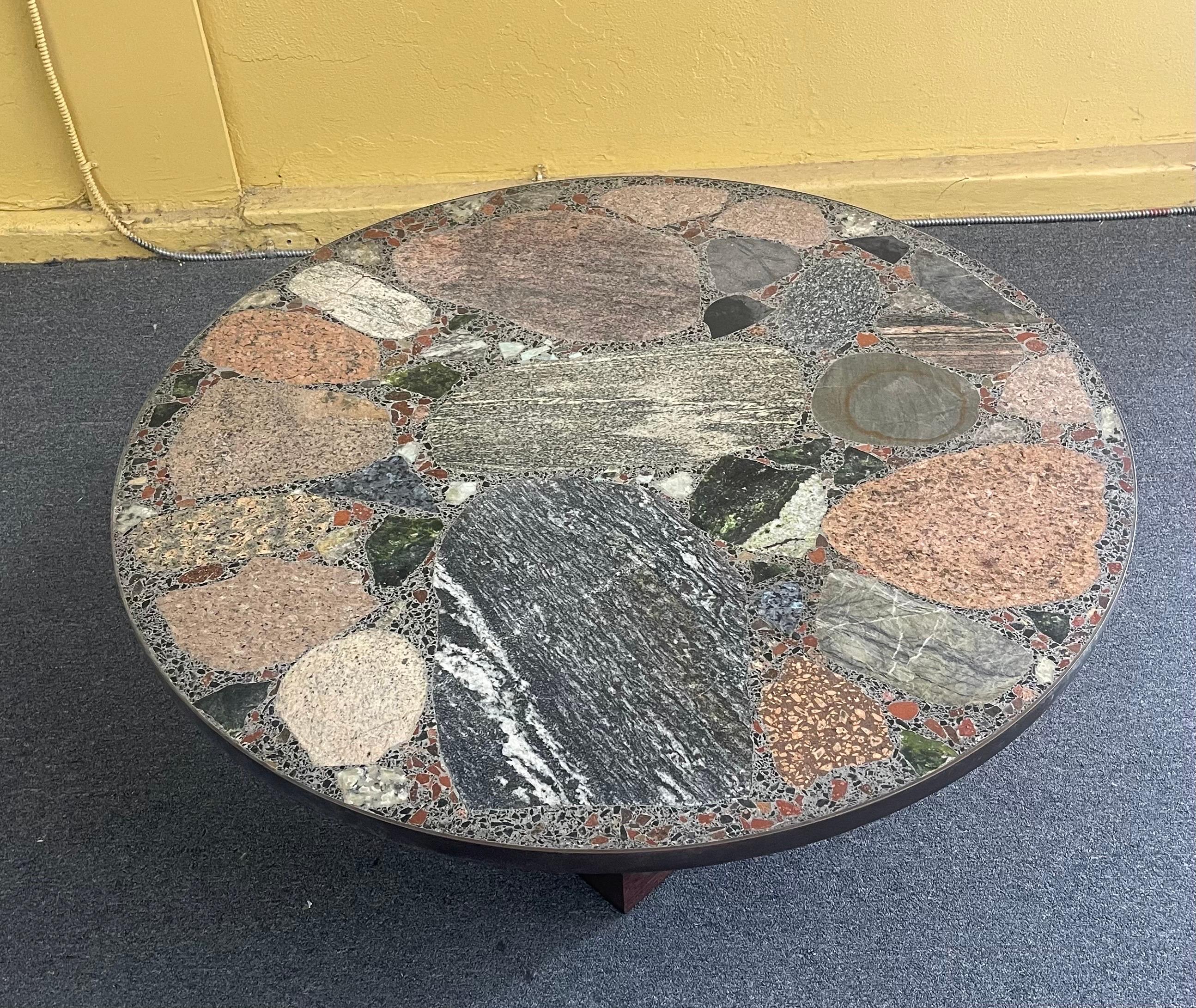 20th Century MCM Round Terrazzo Top Coffee Table by Erling Viksjo for A.S. Conglo