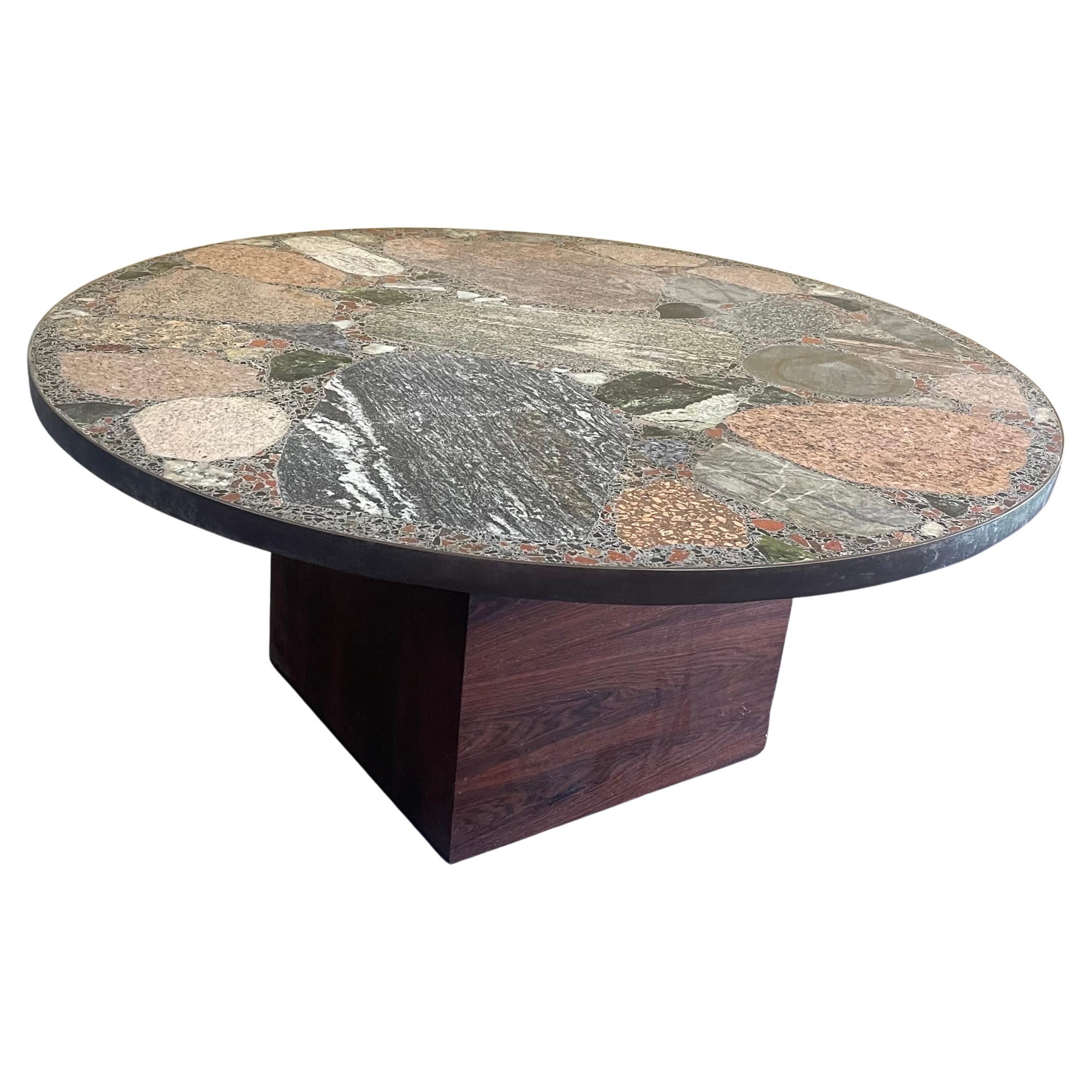 MCM Round Terrazzo Top Coffee Table by Erling Viksjo for A.S. Conglo