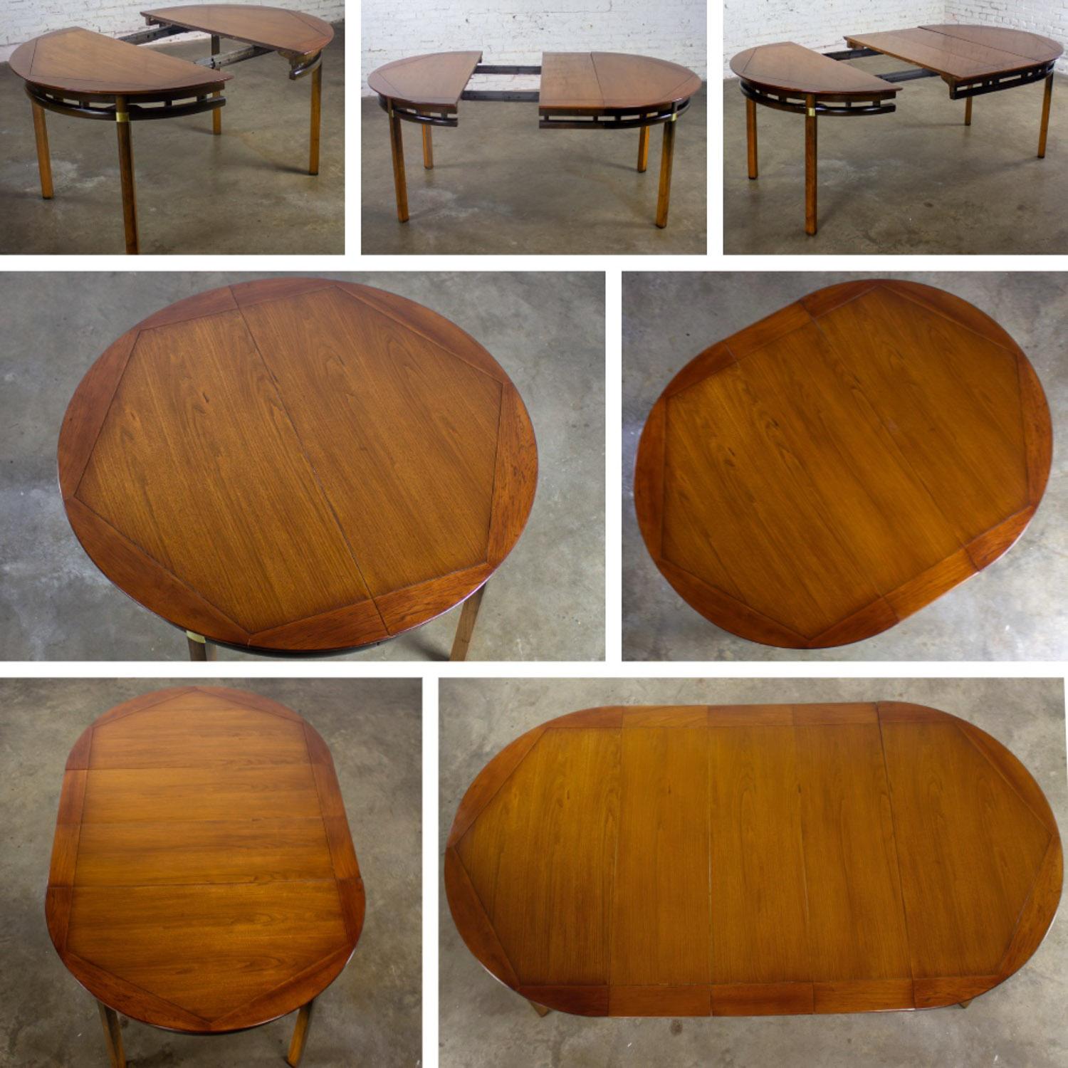 MCM Round to Oval Expanding Dining Table Attributed Hickory Tung Si Collection For Sale 8