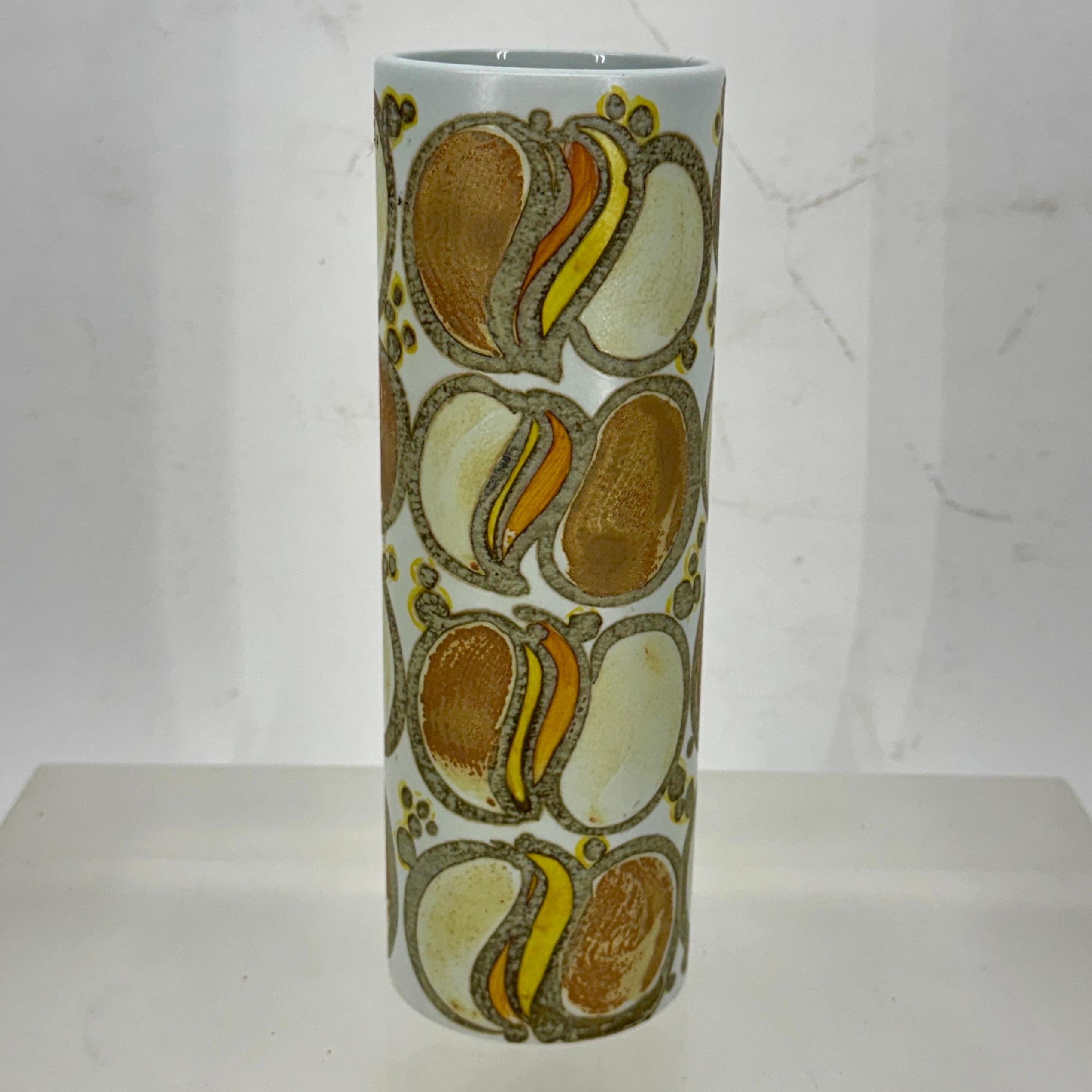 Dipinto a mano Vaso cilindrico di faience di Niels Thorsson, Danimarca, MCM Royal Copenhagen in vendita