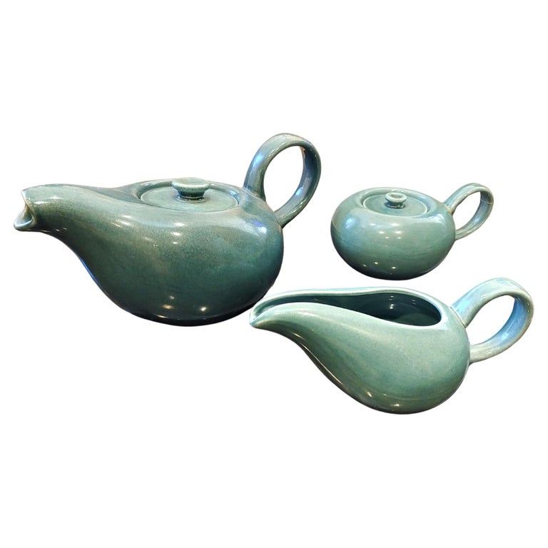 MCM Russel Wright Tea Service in Robin's Egg Blue For Sale at