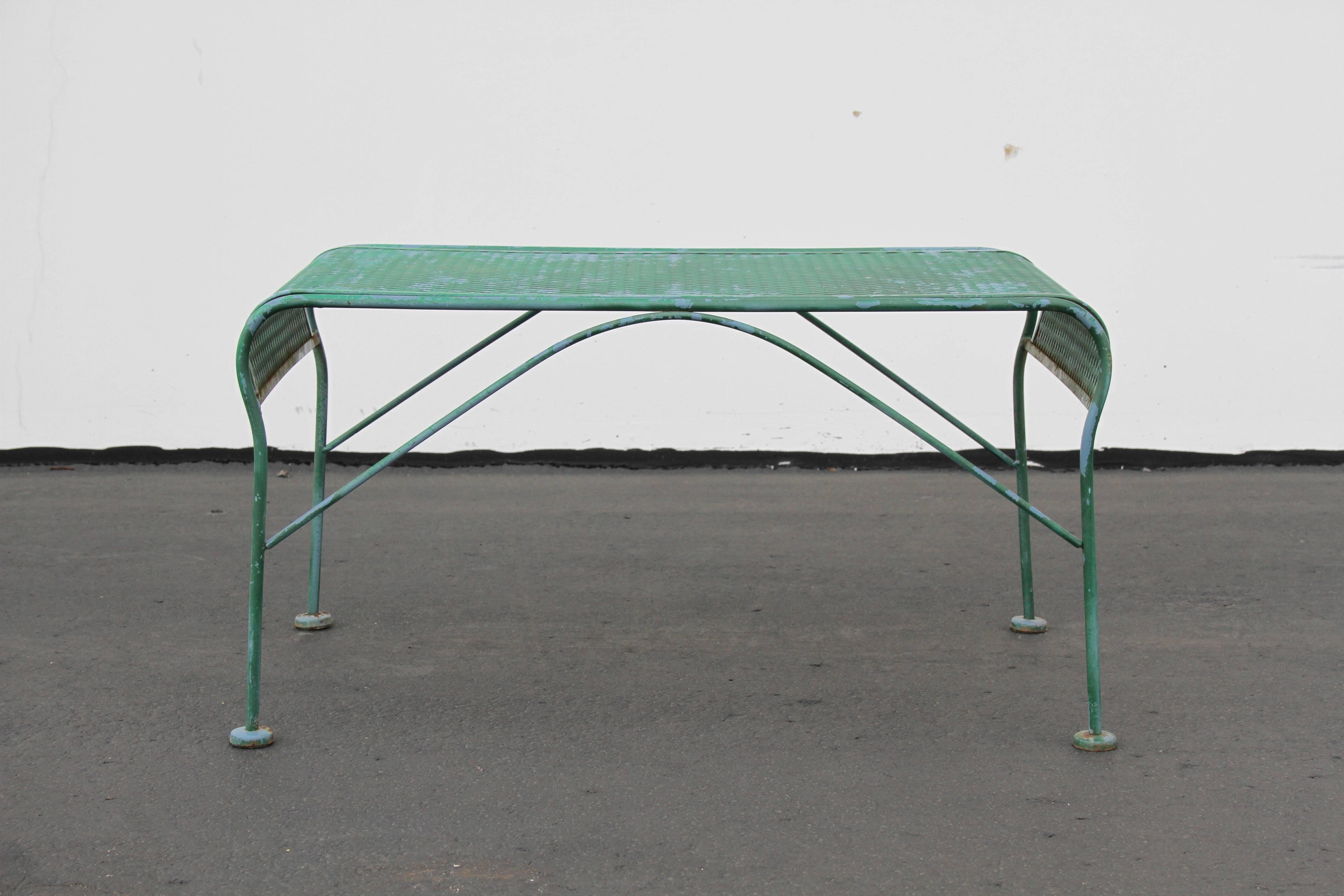 Vintage Mid-Century Modern Salterini garden or patio bench. Can be blasted, primed and painted for additional $175. In the style of Woodard.