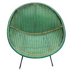 MCM Sam Avedon Styled Iron Outdoor/Patio Saucer Chair w/ Nylon Weaved Seat
