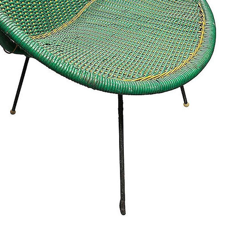 MCM Sam Avedon Styled Iron Outdoor/Patio Saucer Chair w/ Nylon Weaved Seat, Pair For Sale 3