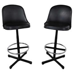 MCM Samsonite Black Vinyl Faux Leather & Chrome Bar or Counter Stools Adjustable