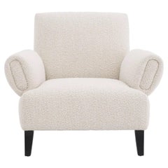 MCM Scandinavian Design Style Black Feet and Beige Bouclé Fabric Lounge Chair