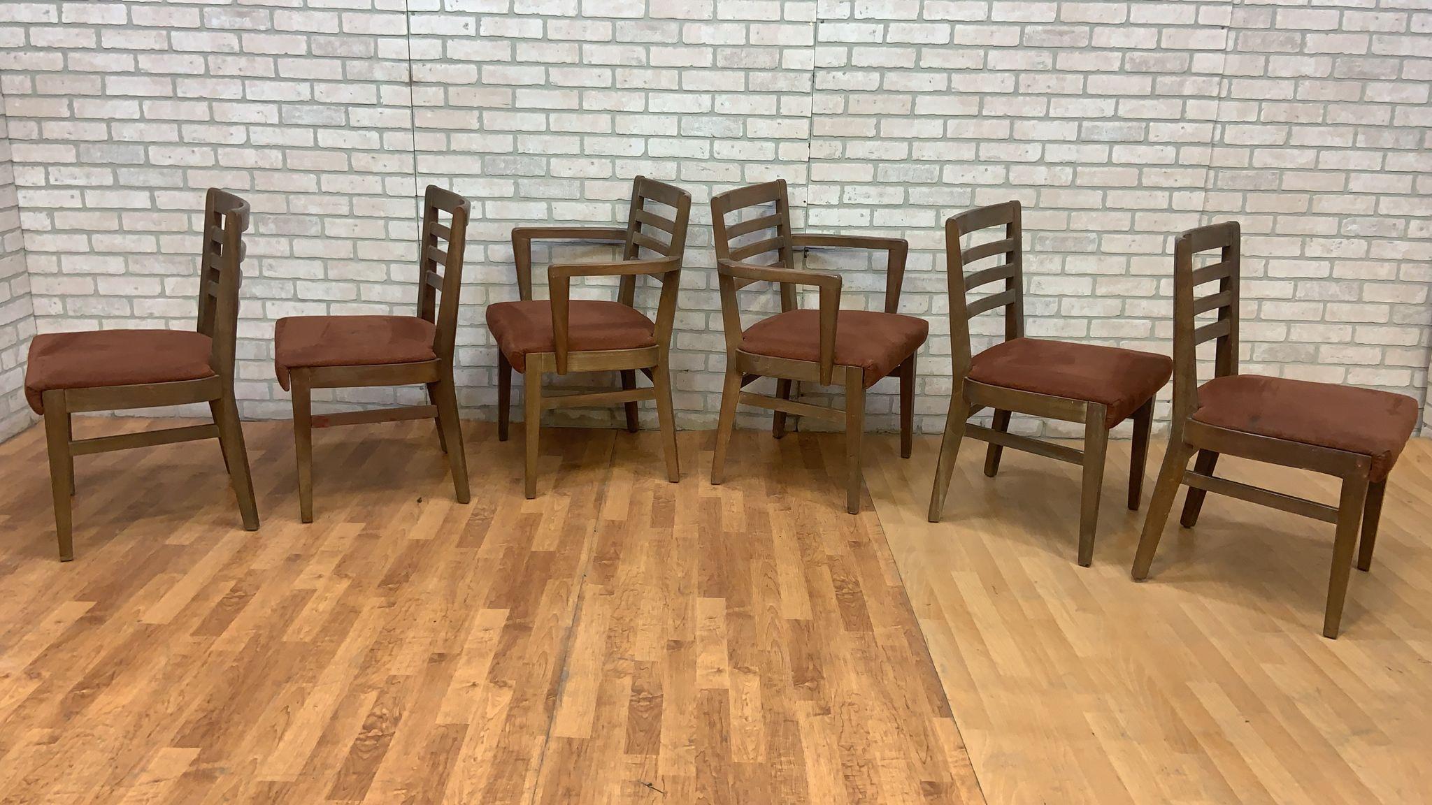 MCM Scandinavian G-Plan Style Walnut Fold Down Dining Table and 6 Dining Chairs  For Sale 2