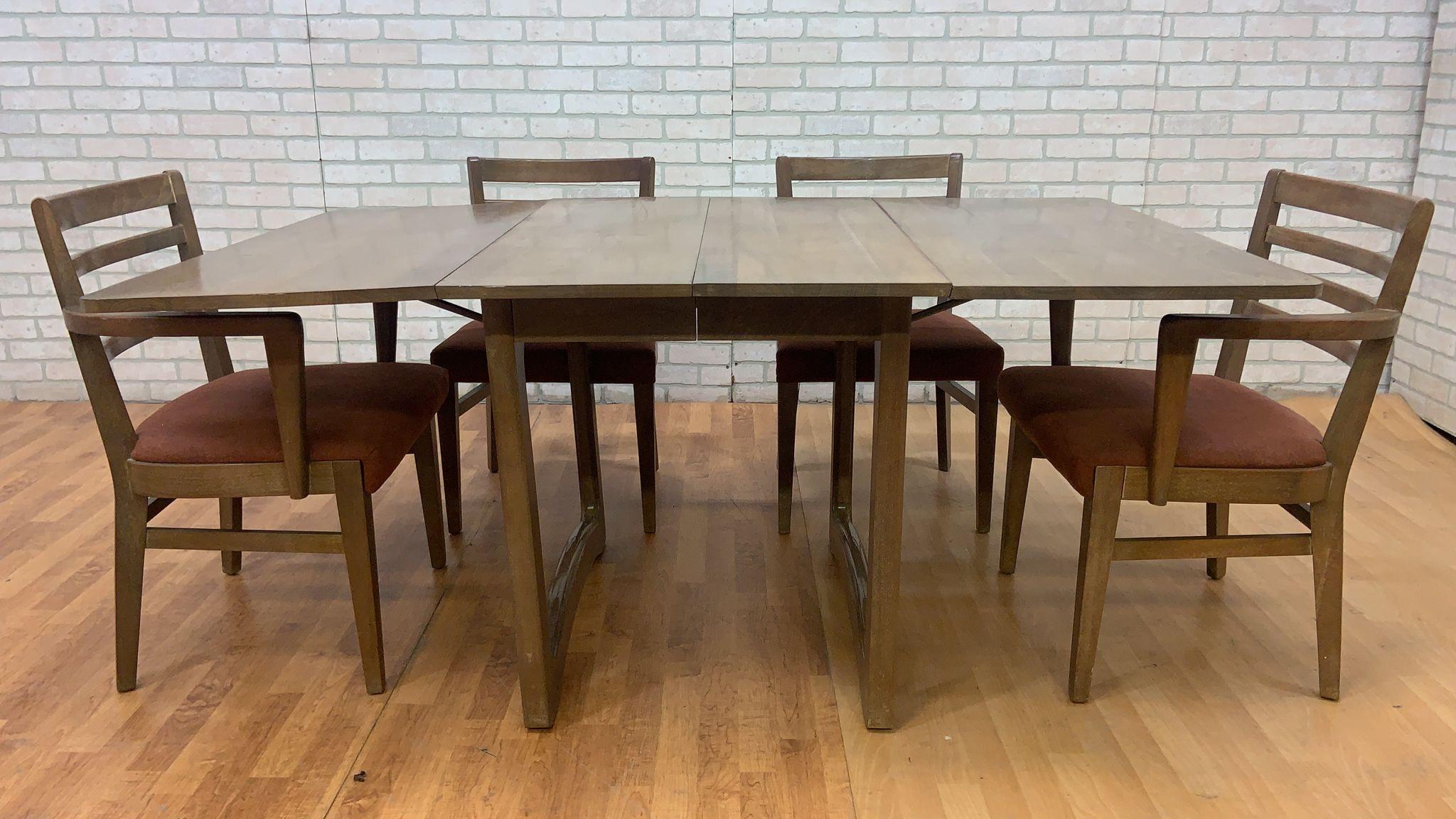 MCM Scandinavian G-Plan Style Walnut Fold Down Dining Table and 6 Dining Chairs  For Sale 3