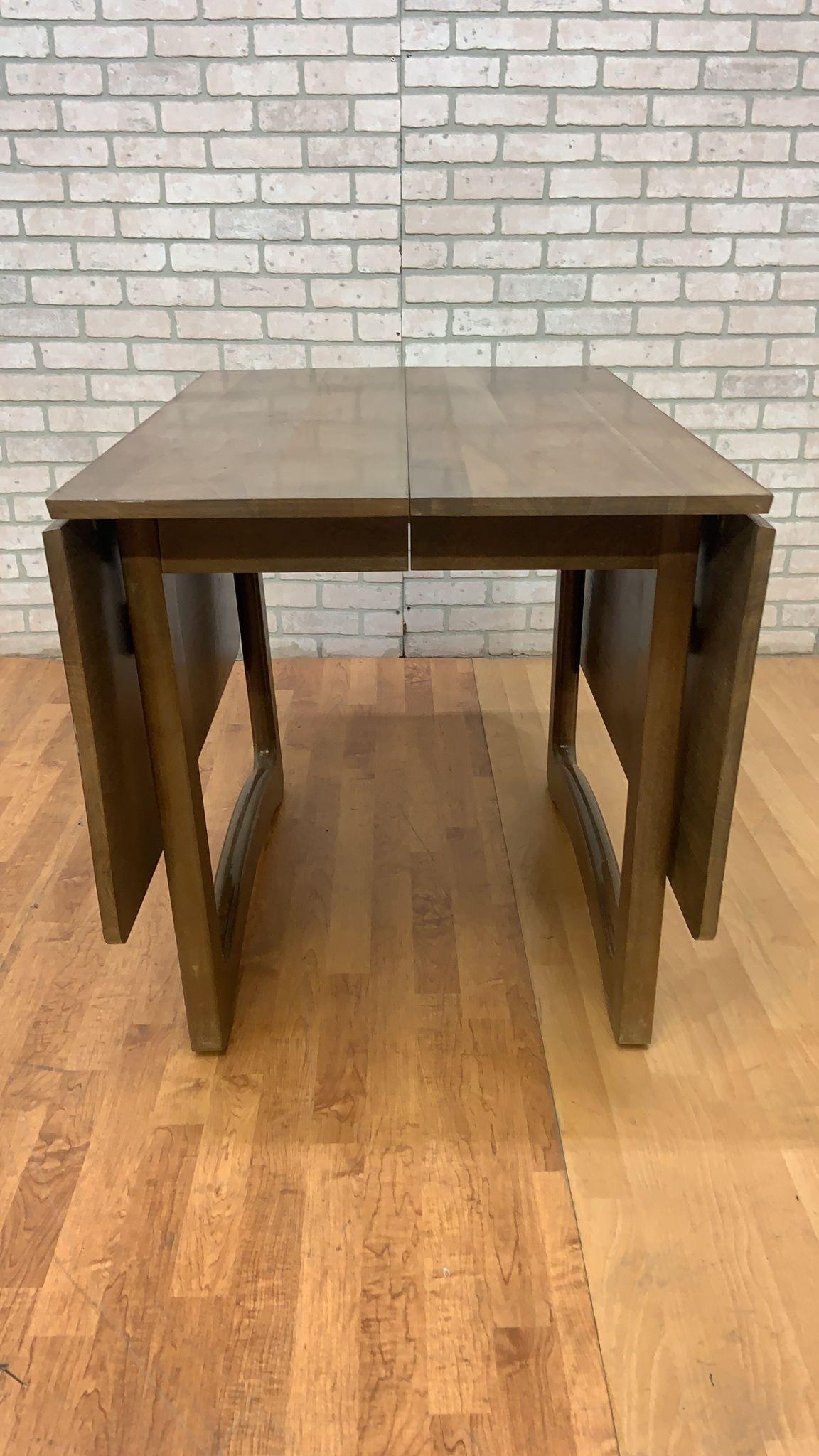 MCM Scandinavian G-Plan Style Walnut Fold Down Dining Table and 6 Dining Chairs  In Good Condition For Sale In Chicago, IL