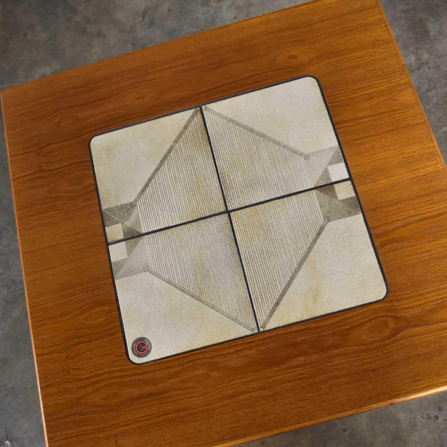 Ceramic MCM Scandinavian Teak Side End Table Lovely Tile Insert by Gangso Mobler For Sale