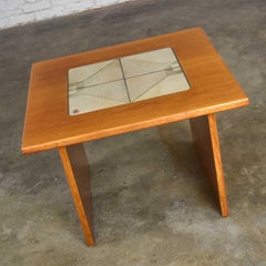 MCM Scandinavian Teak Side End Table Lovely Tile Insert by Gangso Mobler