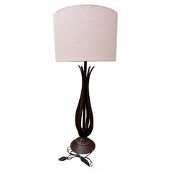 MCM Sculptural Walnut & Brass Table Lamp by Modeline of California
