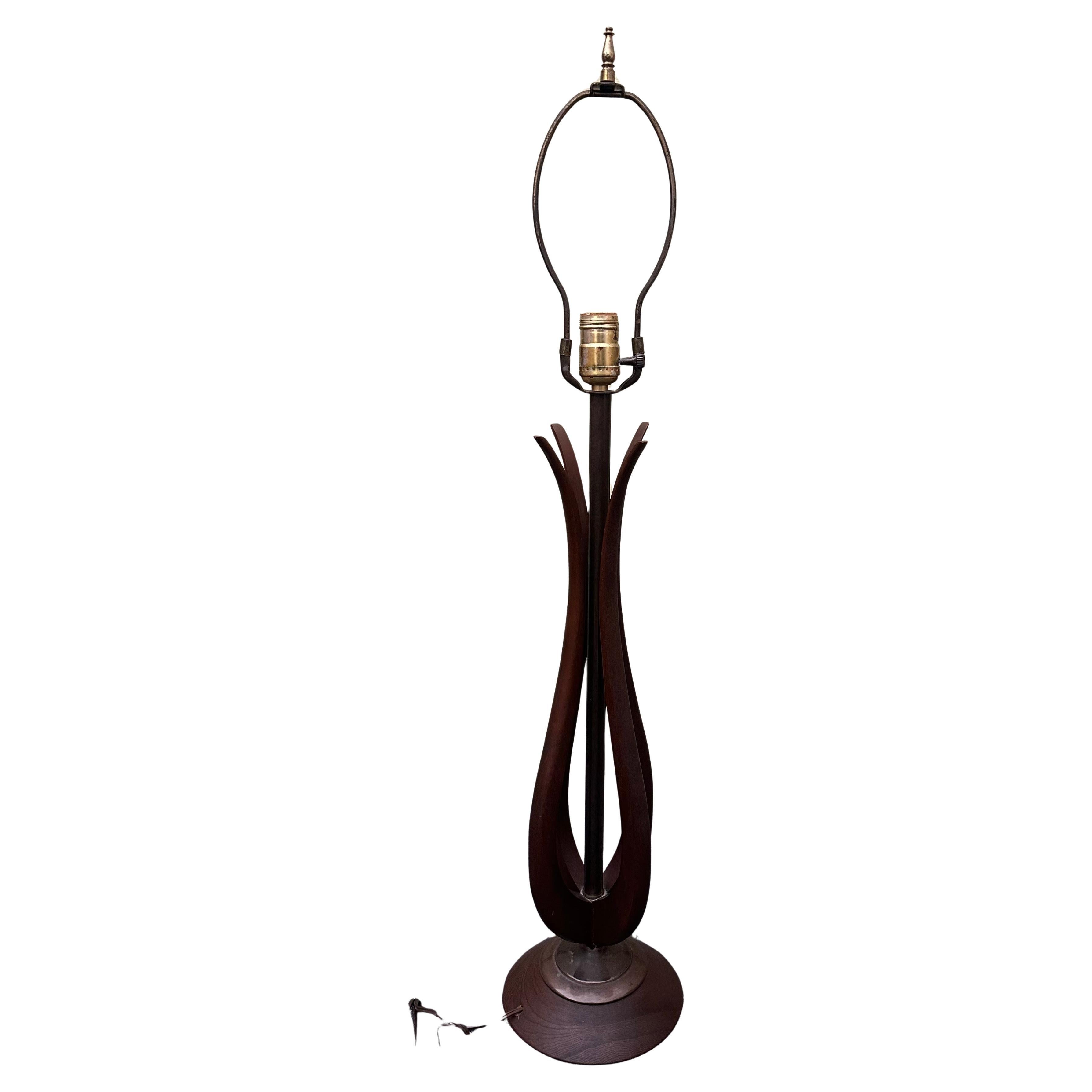 MCM Sculptural Walnut & Brass Table Lamp by Modeline of California