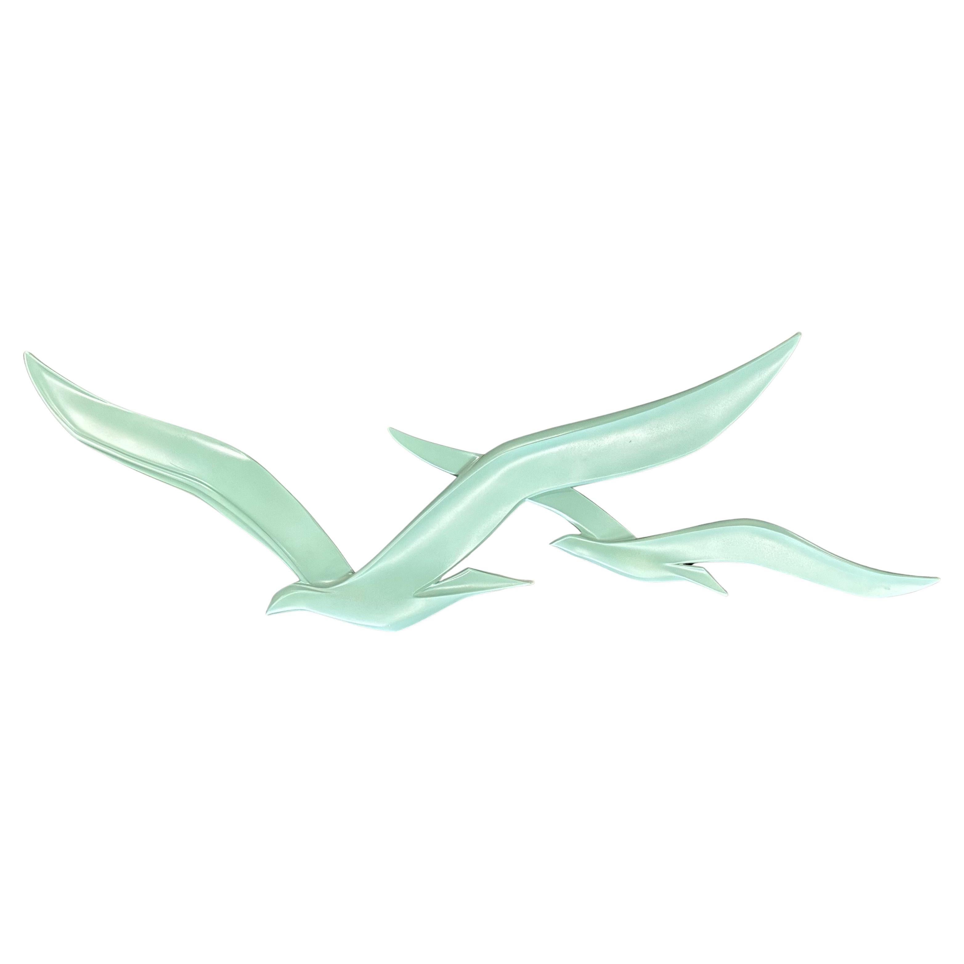 Very cool MCM seagulls / birds two-piece wall sculpture, circa 1970s.  #4271