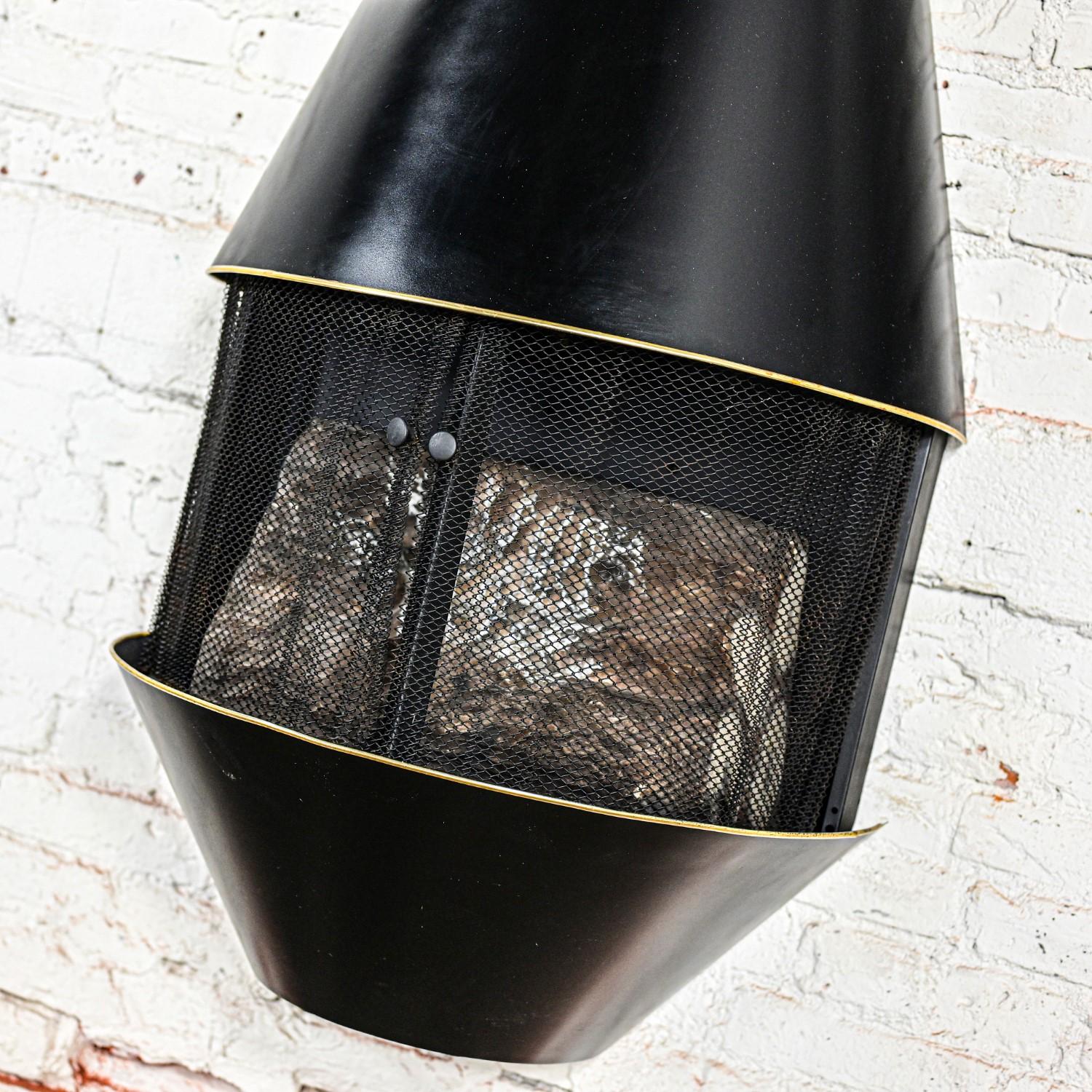 MCM Sears & Roebuck Electric Wall Fireplace Model 41152 Black & Brass Plate Trim 2