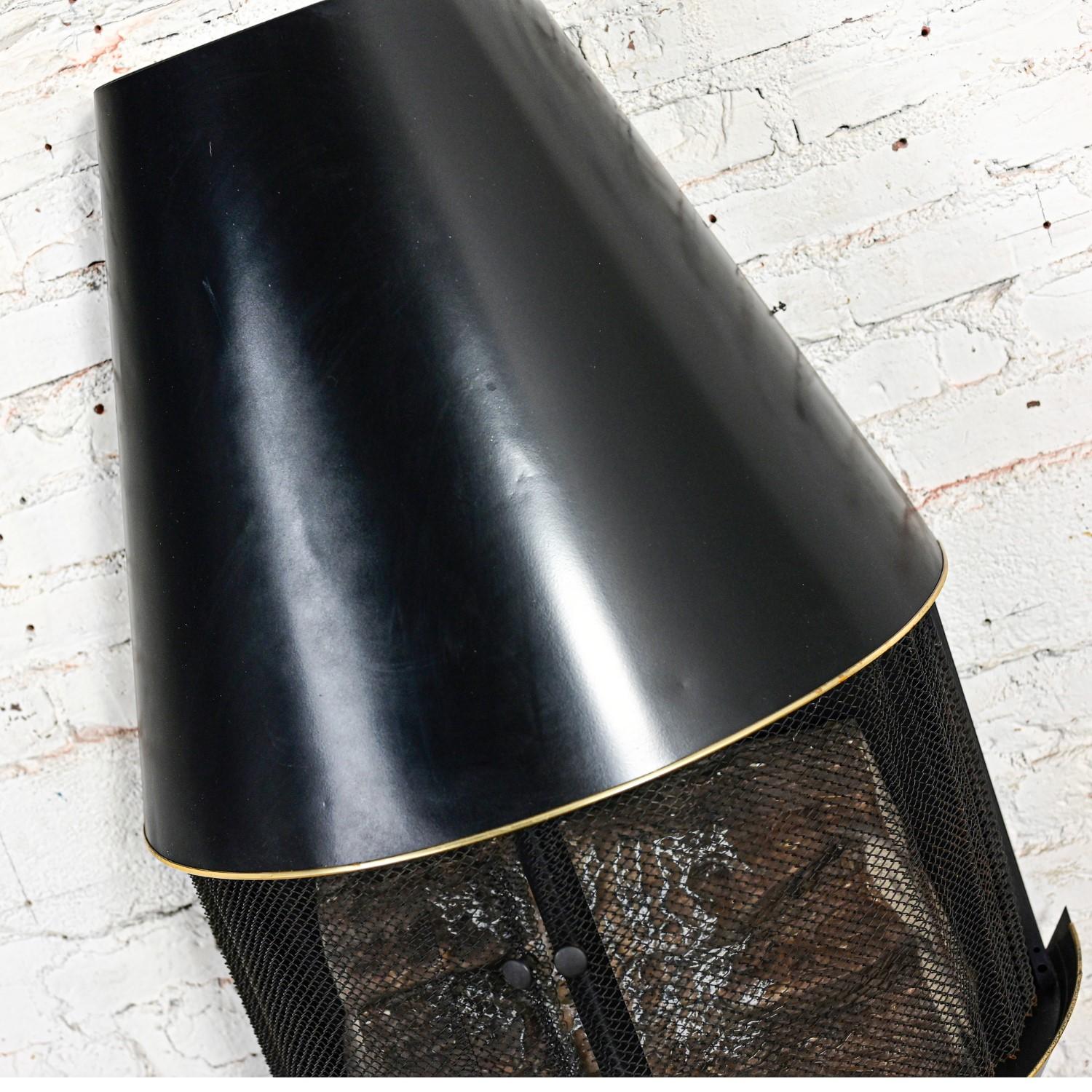 MCM Sears & Roebuck Electric Wall Fireplace Model 41152 Black & Brass Plate Trim 3
