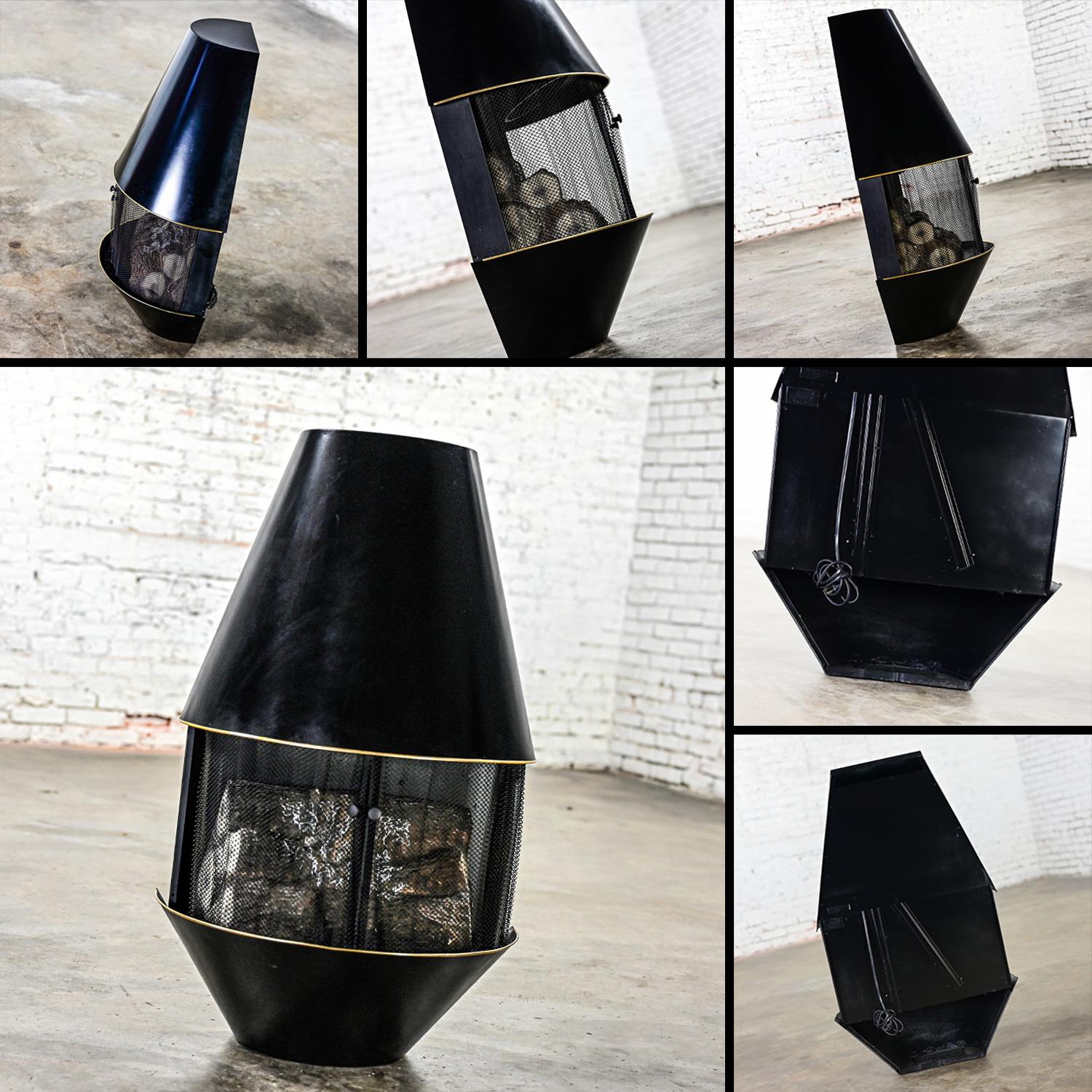 MCM Sears & Roebuck Electric Wall Fireplace Model 41152 Black & Brass Plate Trim 8