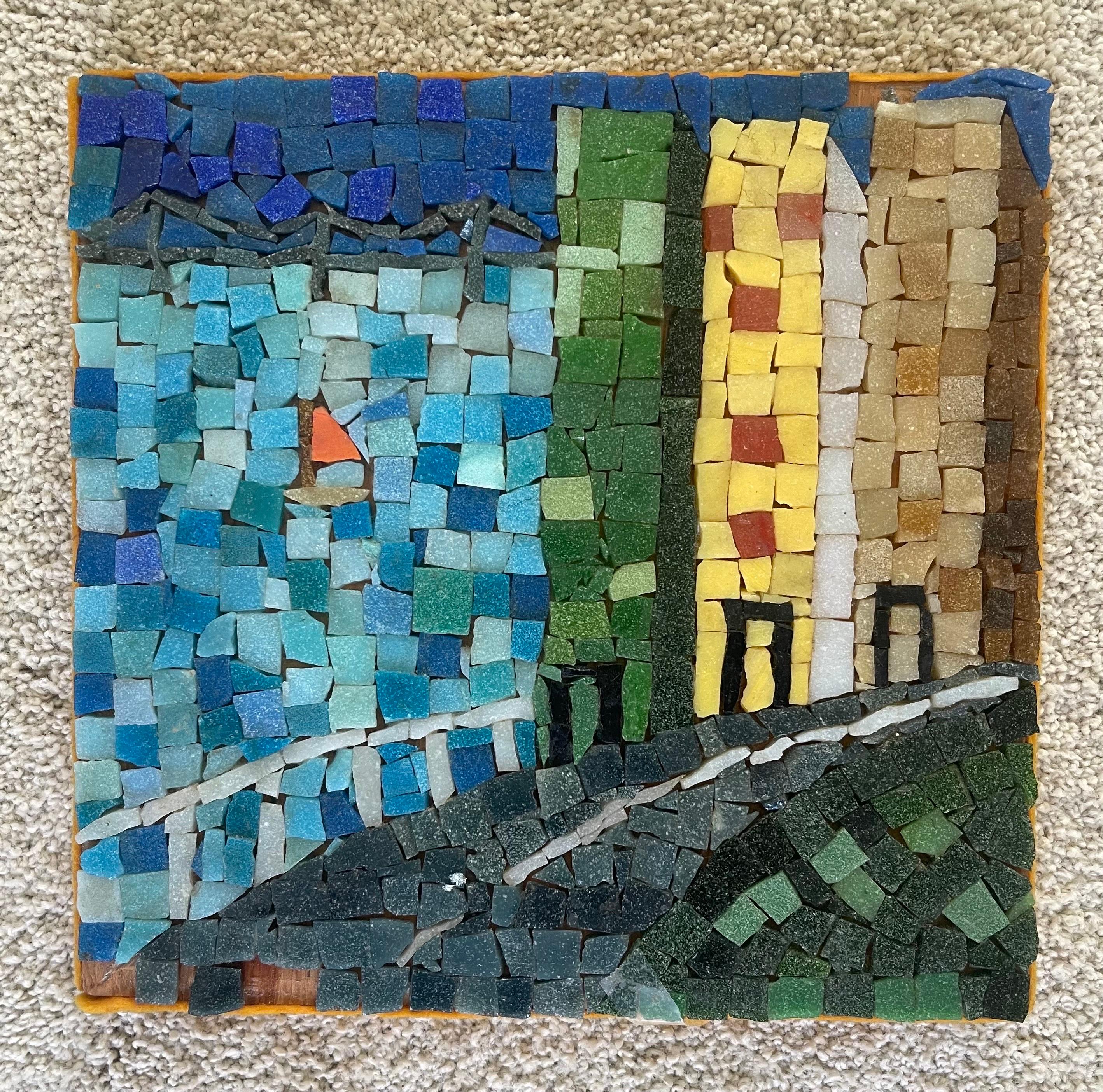 MCM Seascape / City Scene Mosaic on Board by David Lavington For Sale 1