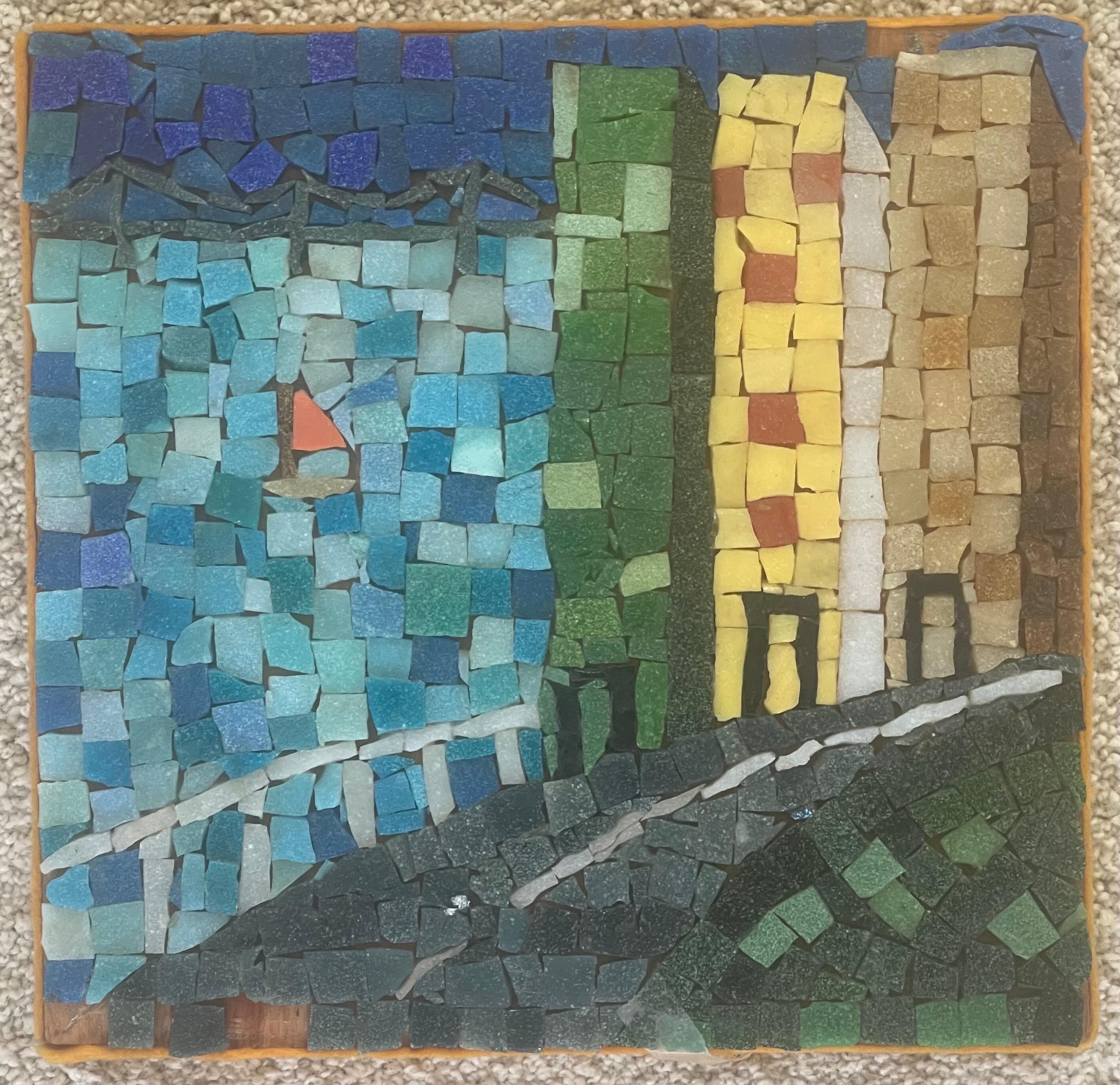 MCM Seascape / City Scene Mosaic on Board by David Lavington For Sale 2