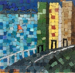 MCM Seascape / City Scene Mosaic on Board by David Lavington