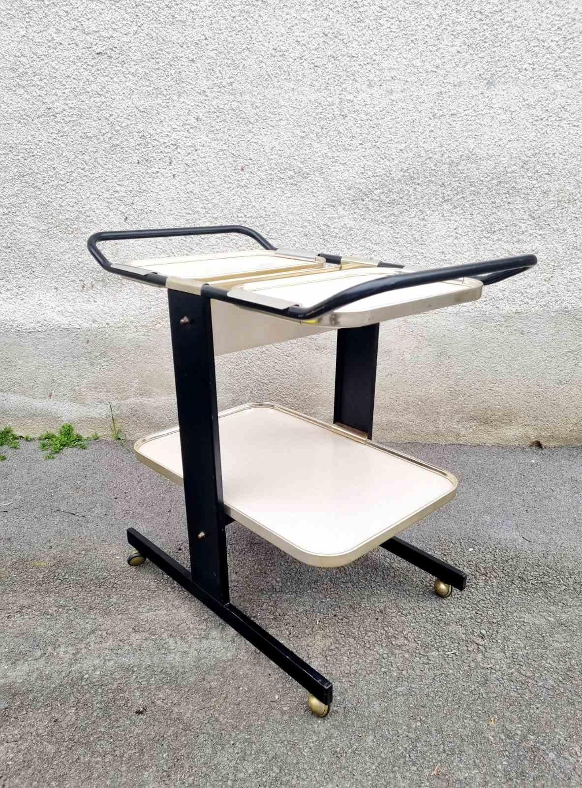 Mid-Century Modern MCM Serving Trolley or Bar Cart Designed by Ico Parisi for MB Italia, 60s For Sale