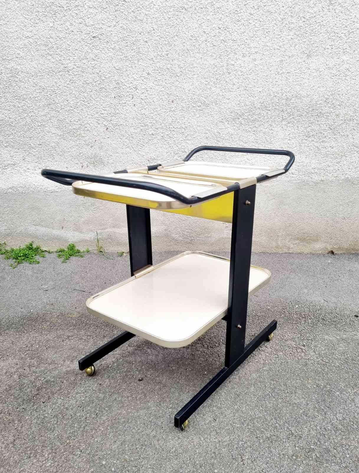 Mid-20th Century MCM Serving Trolley or Bar Cart Designed by Ico Parisi for MB Italia, 60s For Sale