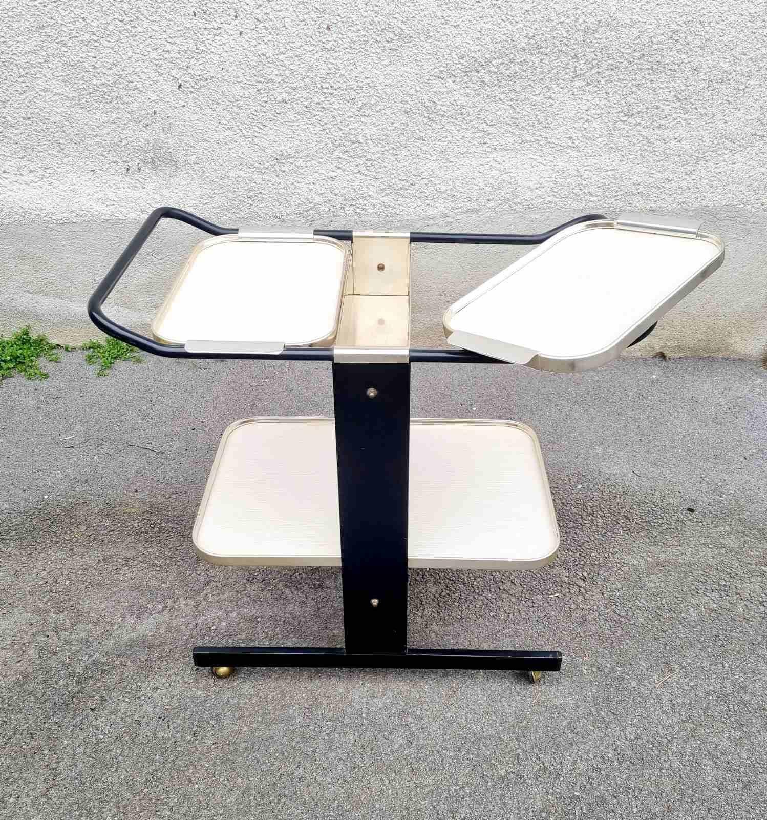 Aluminum MCM Serving Trolley or Bar Cart Designed by Ico Parisi for MB Italia, 60s For Sale