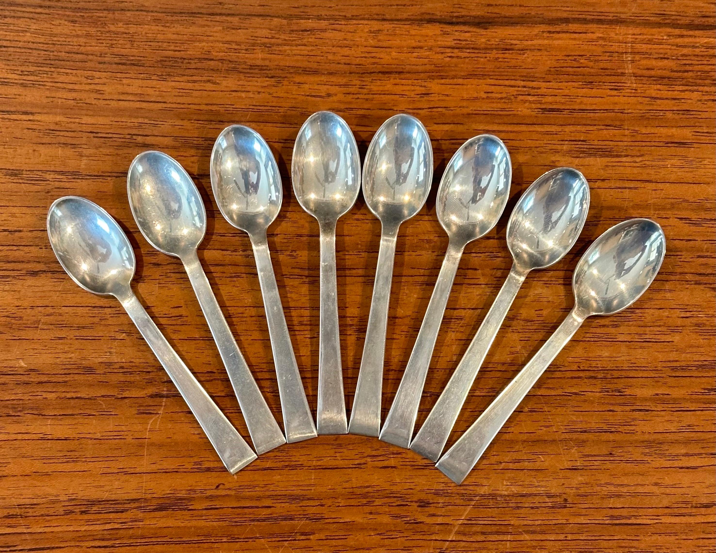 20th Century MCM Set of Eight Demitasse Spoons in Sterling Silver by International Silver For Sale