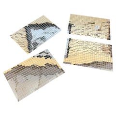 Vintage MCM Set of Four Mosaic Mirrored Placemats by Tomorrow Designs