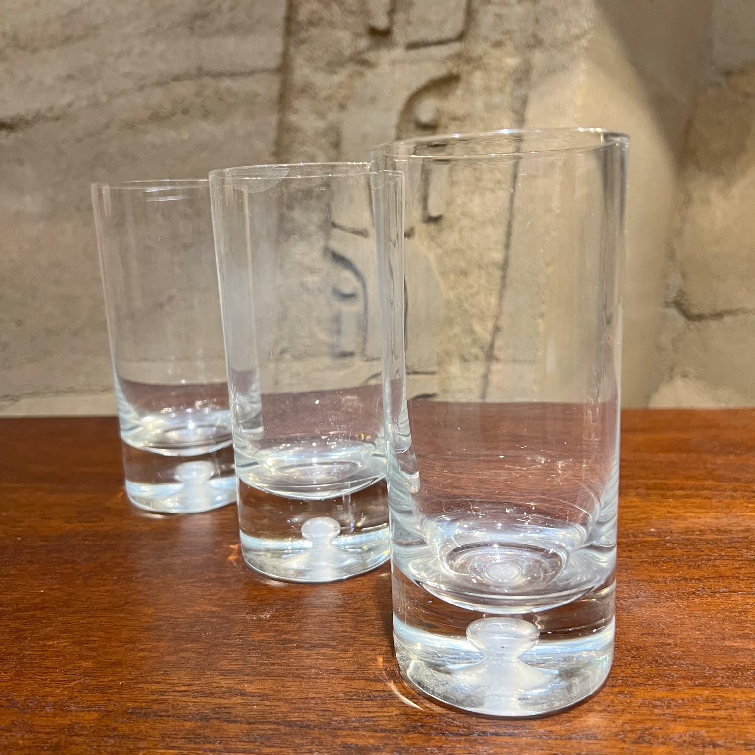 MCM Set of Three Glasses Highball Barware Bubble Bottom For Sale 3