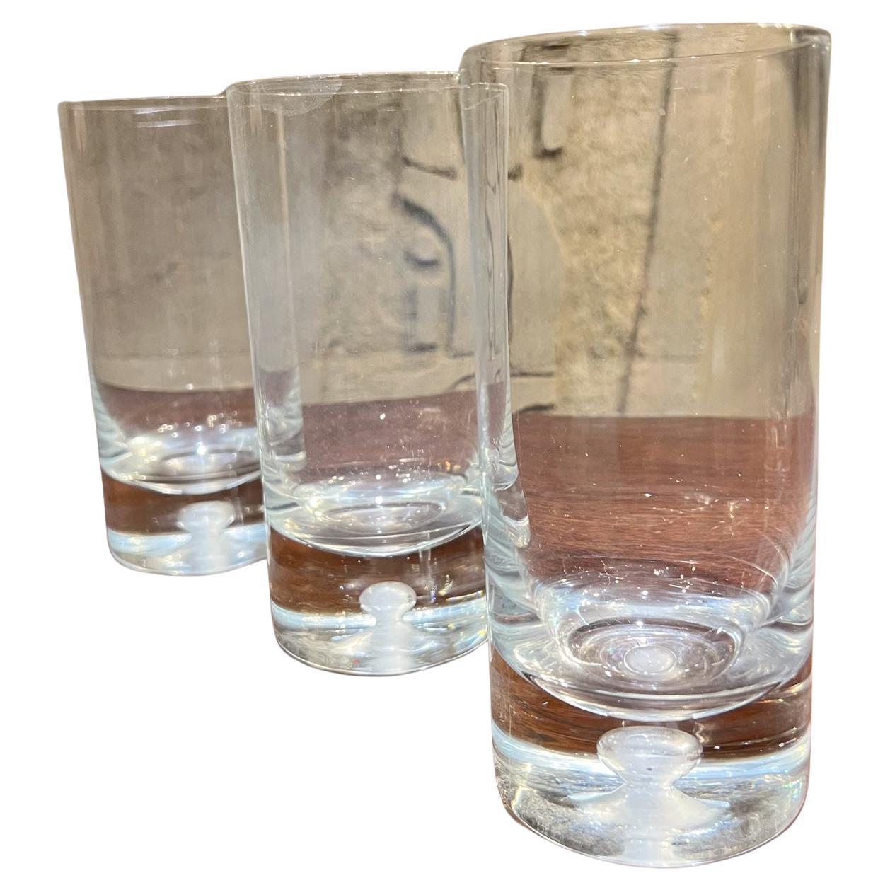 MCM Set of Three Glasses Highball Barware Bubble Bottom For Sale