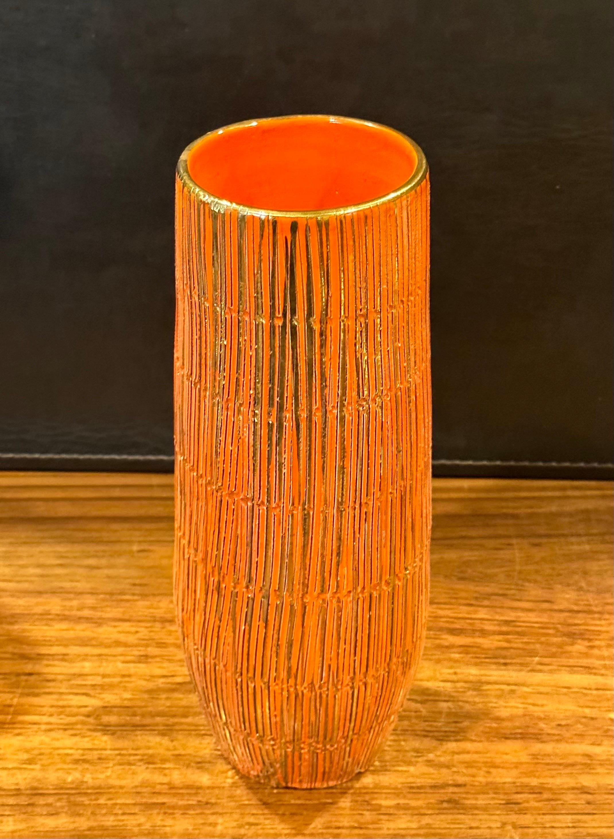 Italian MCM Sgraffito Ceramic Vase by Aldo Londi for Bitossi Seta Series