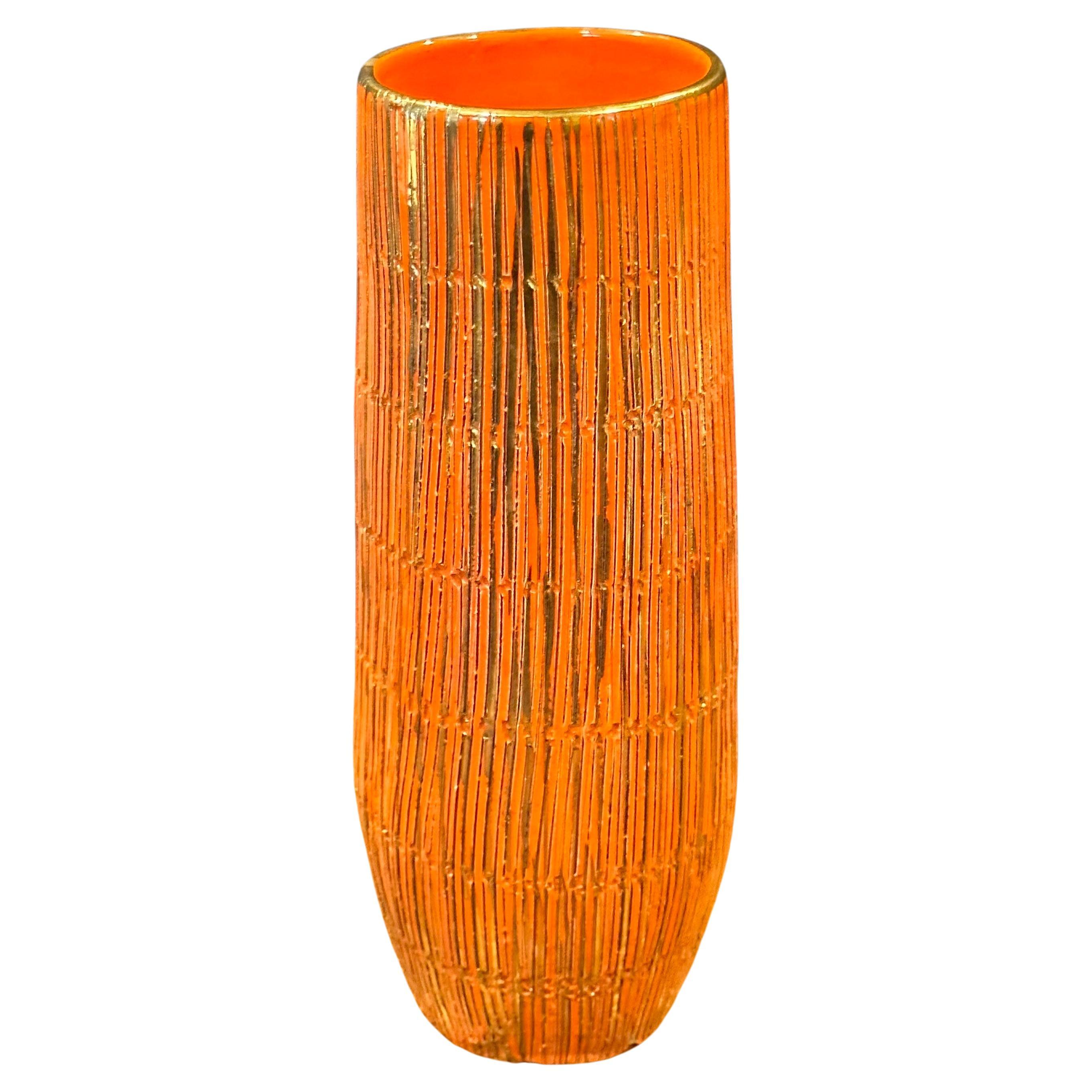 MCM Sgraffito Ceramic Vase by Aldo Londi for Bitossi Seta Series 2